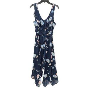 Premier Amour Floral Ruffle Midi Dress Size 12 Asymmetrical Hem Cottage Wedding